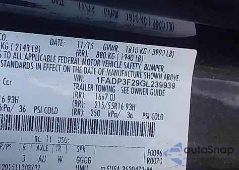 2016 Ford Focus Se from USA, damaged, VIN 1FADP3F29GL239939